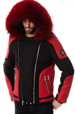 Blouson Homme Horspist Vegas Noir Rouge Col Rouge