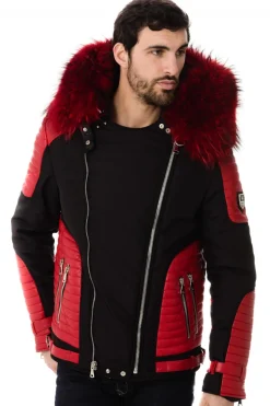 Blouson Homme Horspist Vegas Noir Rouge Col Rouge