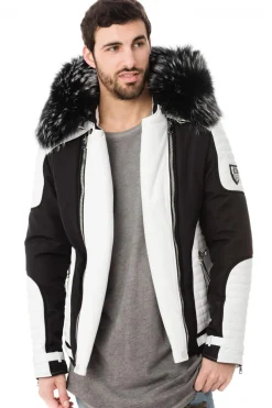 Blouson Homme Horspist Vegas Noir Blanc Col Silver