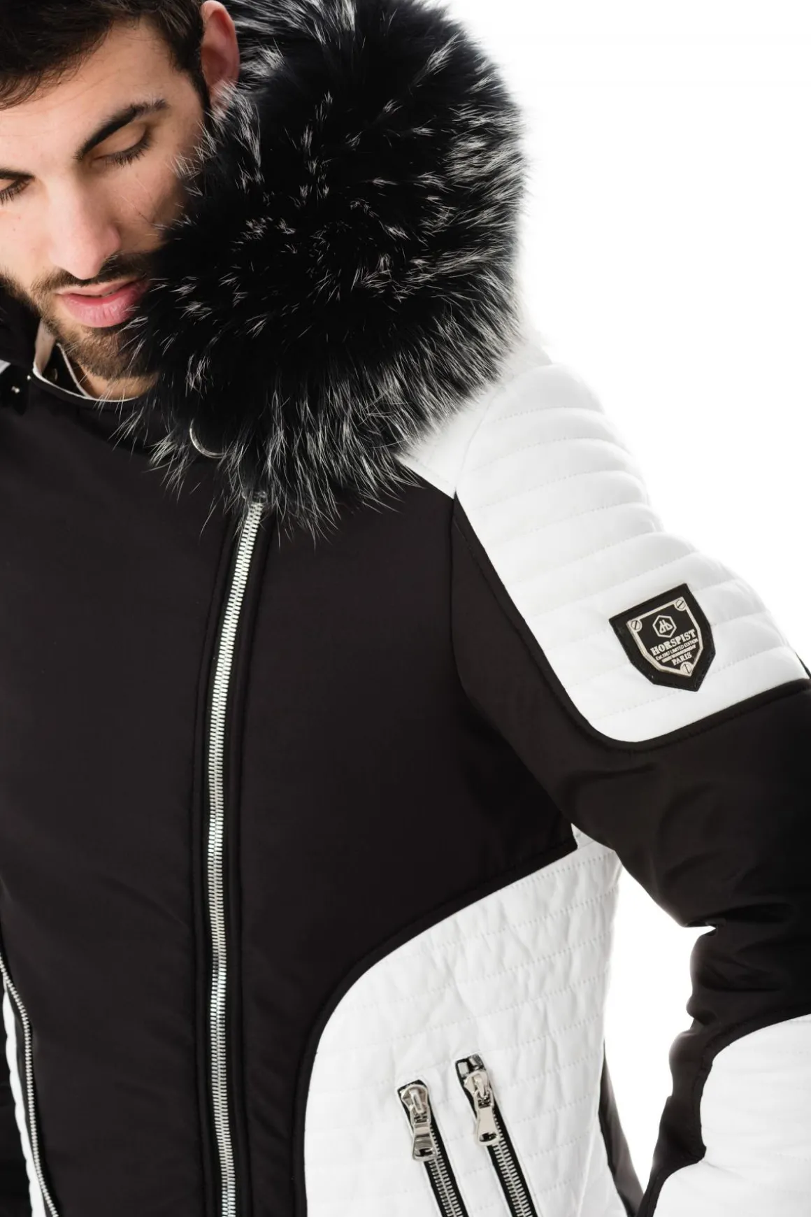 Blouson Homme Horspist Vegas Noir Blanc Col Silver