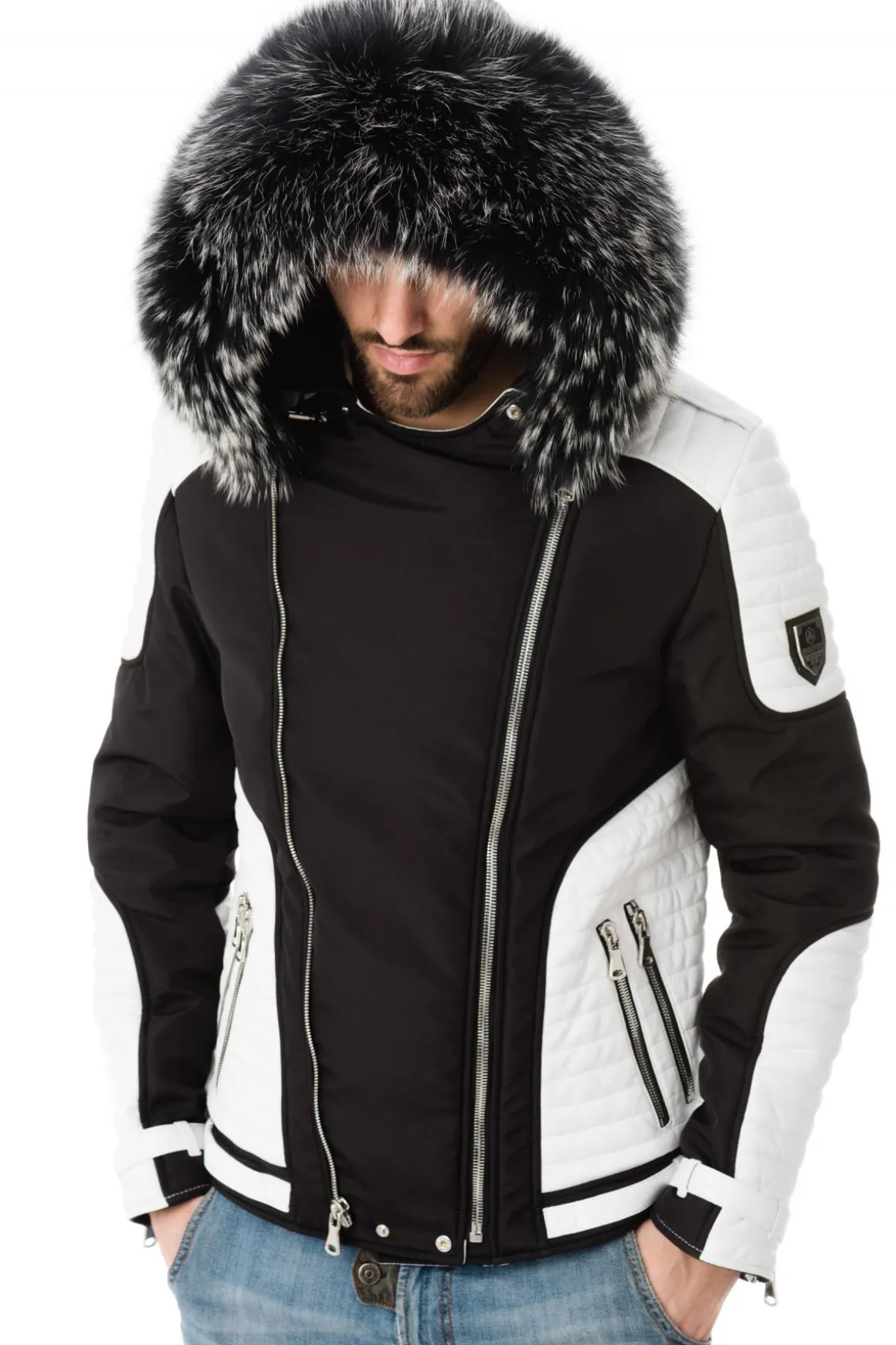 Blouson Homme Horspist Vegas Noir Blanc Col Silver