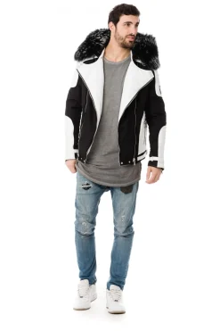 Blouson Homme Horspist Vegas Noir Blanc Col Silver
