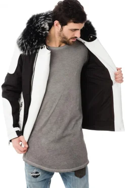 Blouson Homme Horspist Vegas Noir Blanc Col Silver