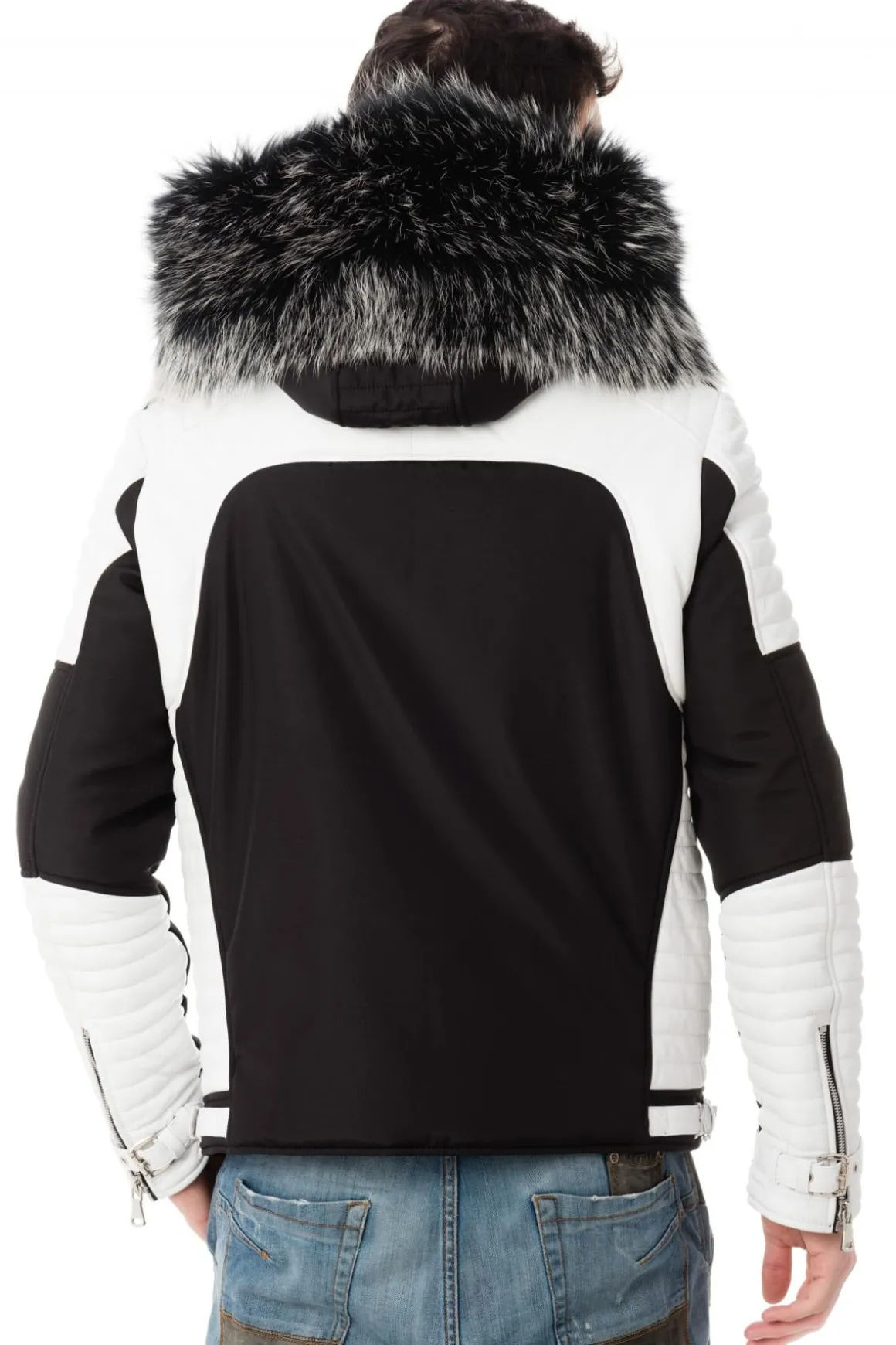 Blouson Homme Horspist Vegas Noir Blanc Col Silver