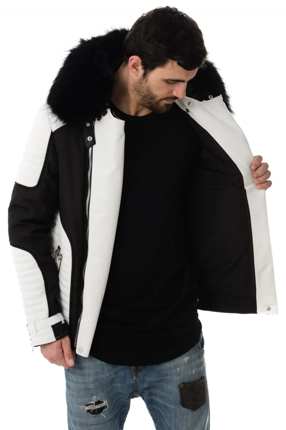 Blouson Homme Horspist Vegas Noir Blanc Col Noir