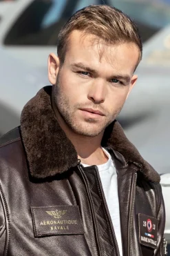 Blouson Homme Marine Nationale Anm Fur Cow Air Milled Brown