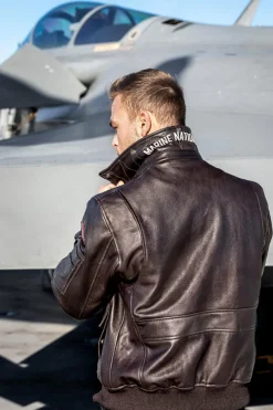 Blouson Homme Marine Nationale Anm Fur Cow Air Milled Brown
