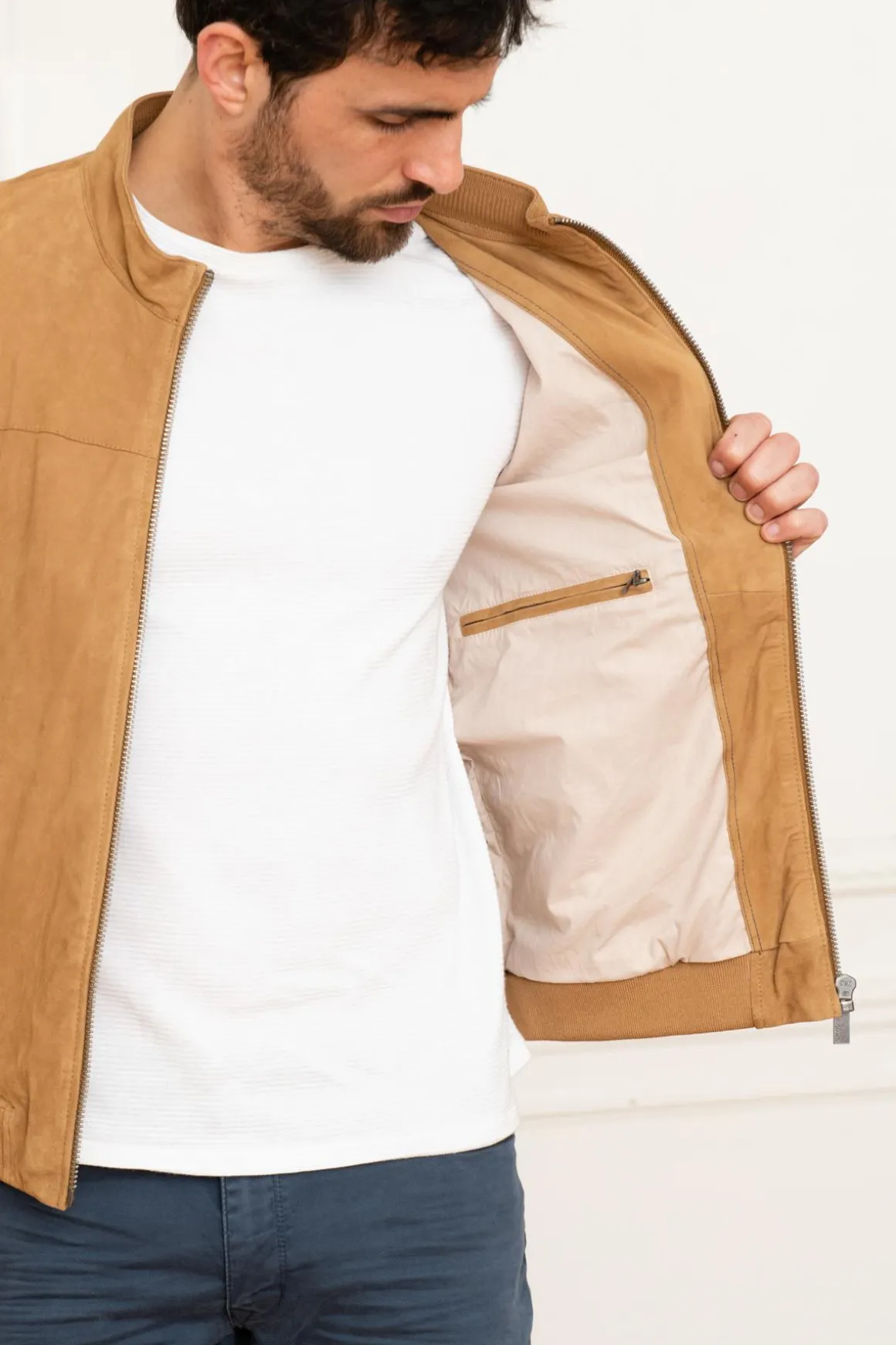 Blouson Homme Oakwood Filip Goat Suede Tan 515