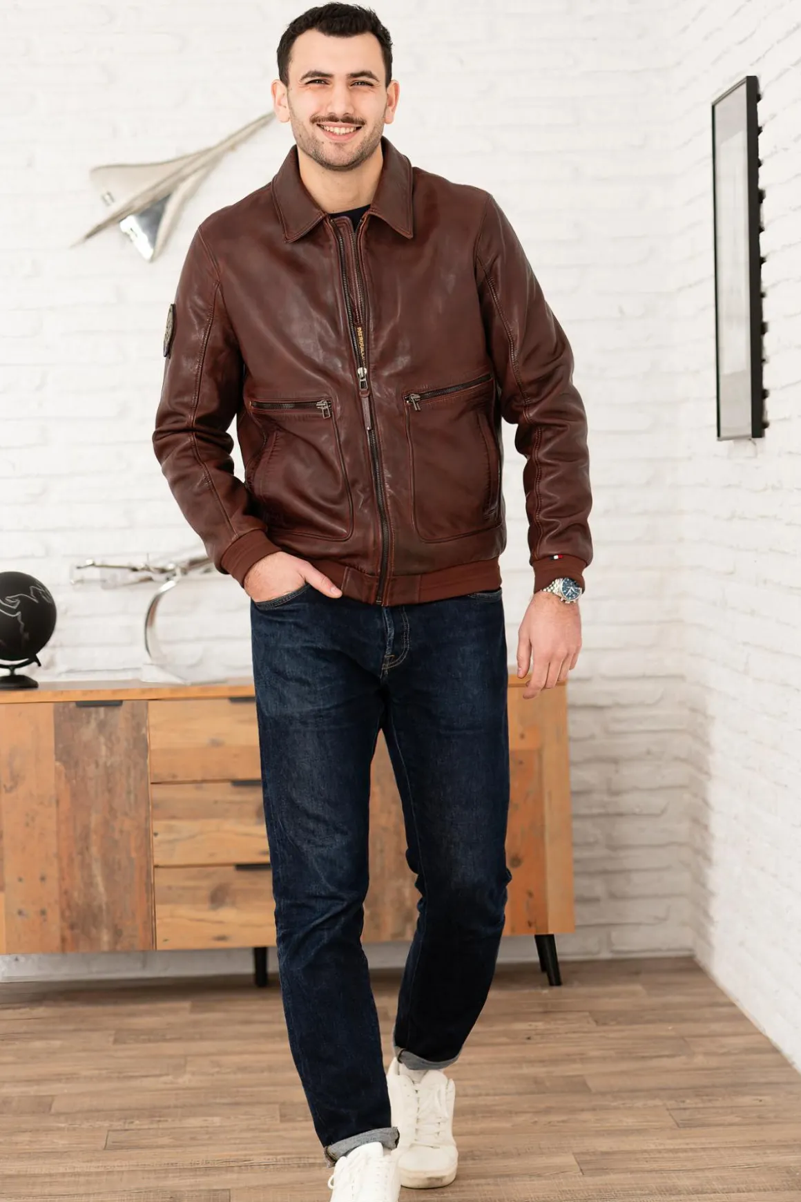Blouson Homme Patrouille De France Firefly Earth Cognac