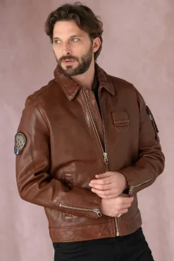 Blouson Homme Patrouille De France Jaegger Alpha Cognac