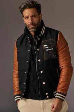 Blouson Homme Redskins Cambridge School Black/Cognac