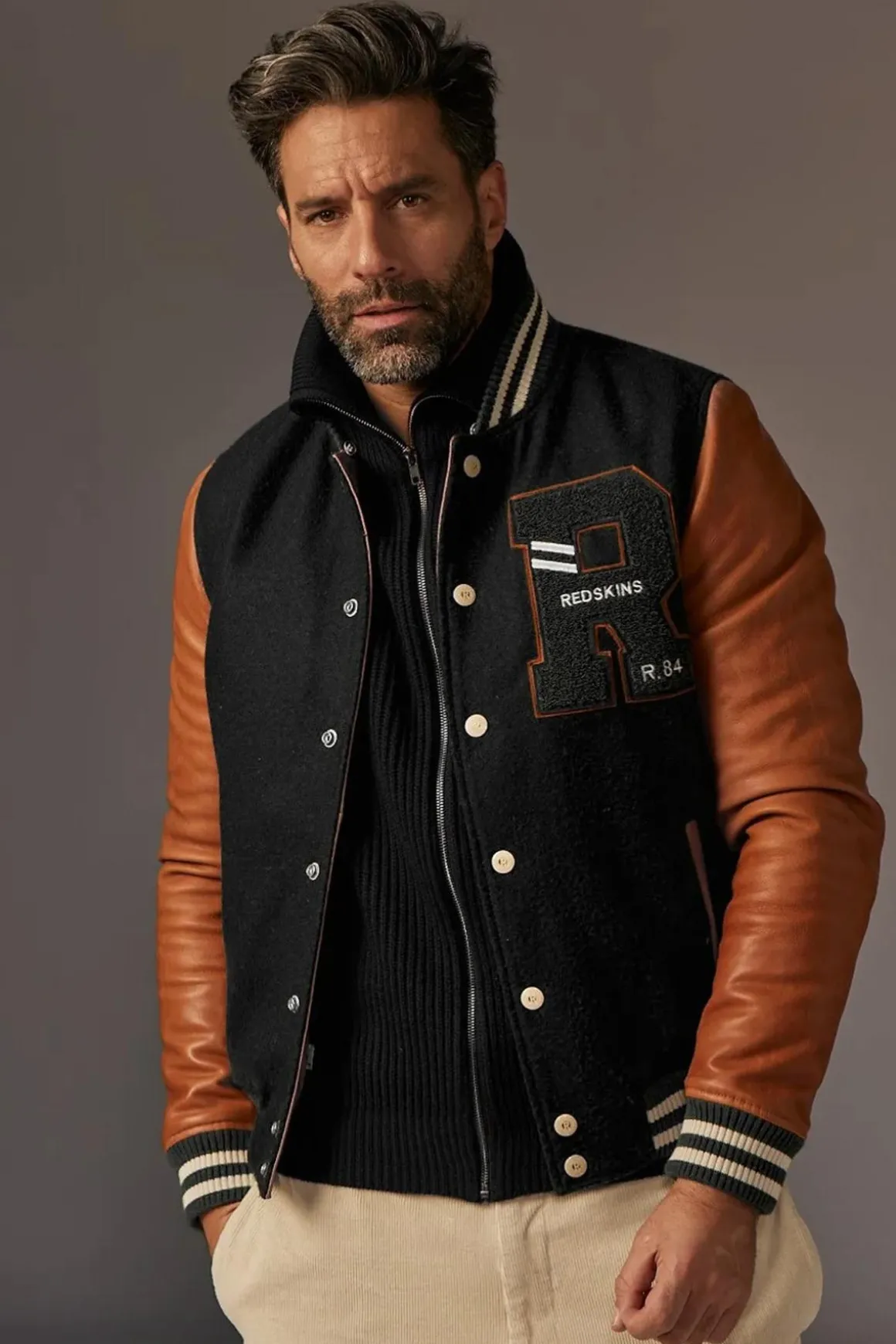 Blouson Homme Redskins Cambridge School Black/Cognac
