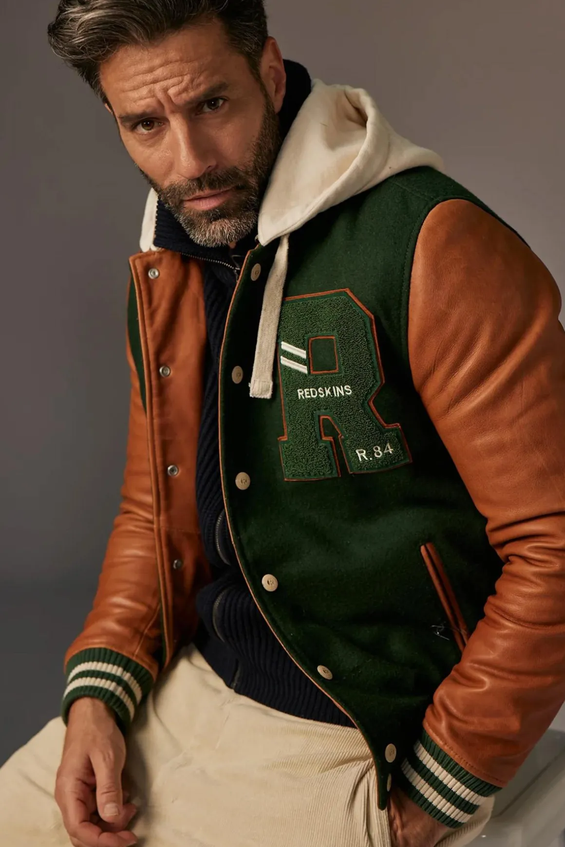 Blouson Homme Redskins Cambridge School Forest Green/Cognac