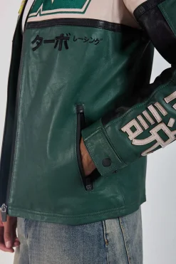 Blouson Homme Redskins Sancuir Racing Medium Green / Naturel