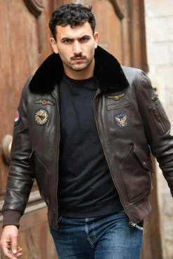 Blouson Homme Royal Air Force Vickers Dark Brown