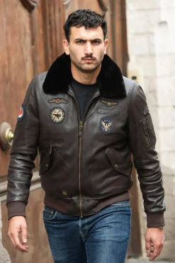 Blouson Homme Royal Air Force Vickers Dark Brown
