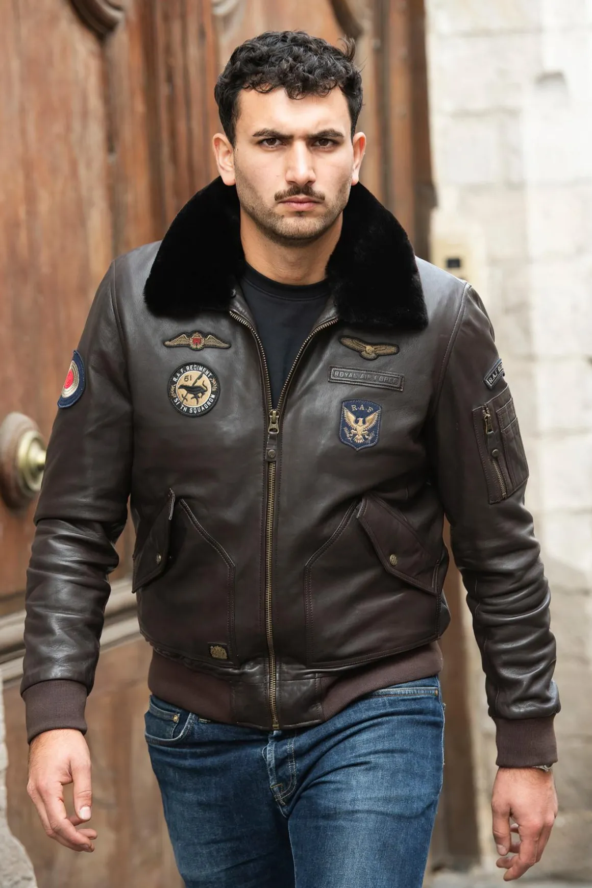 Blouson Homme Royal Air Force Vickers Dark Brown