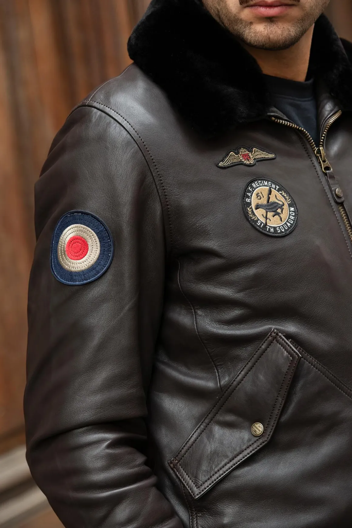 Blouson Homme Royal Air Force Vickers Dark Brown
