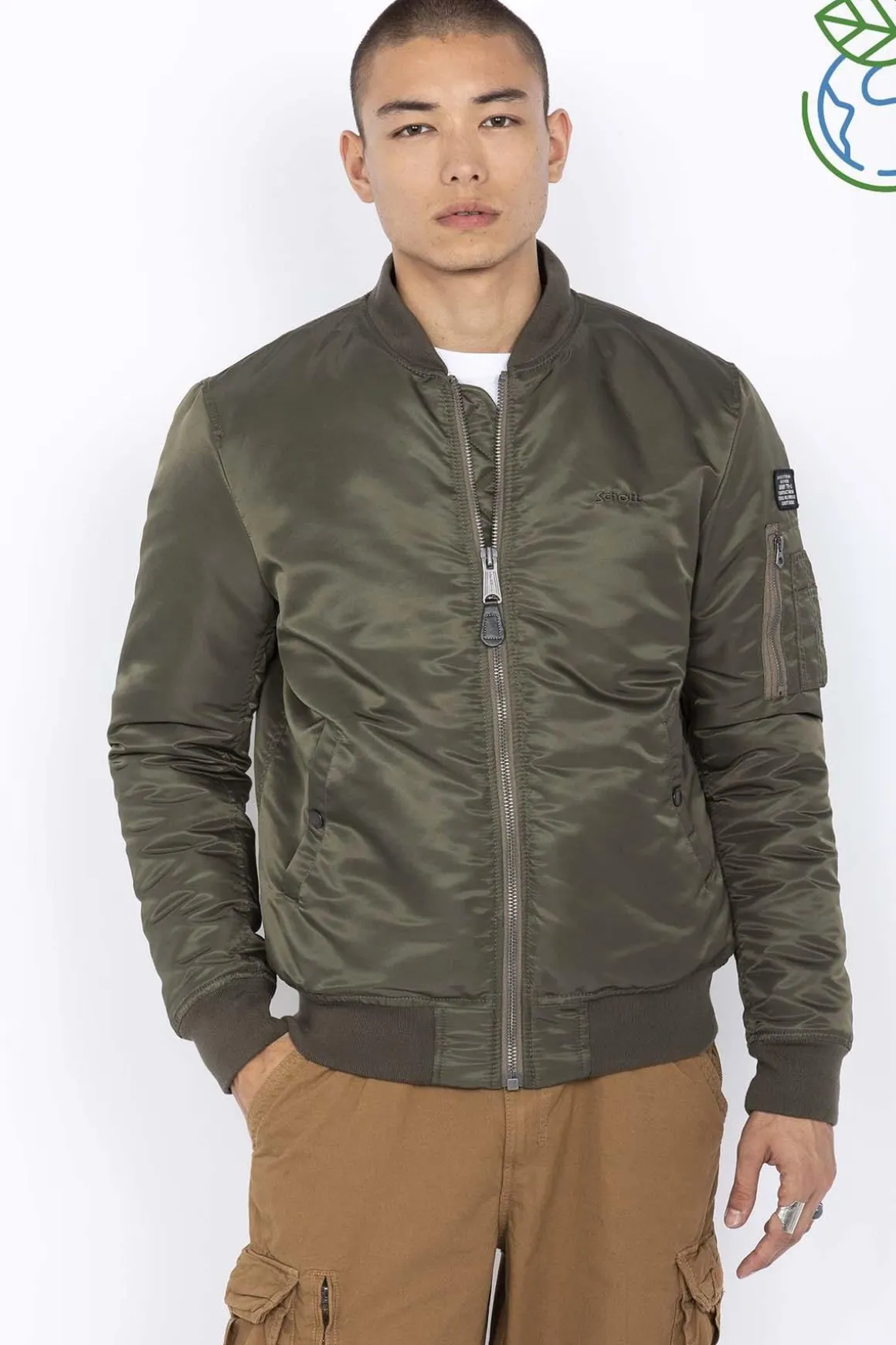 Blouson Homme Schott Airforcers Army Kaki