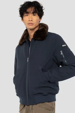 Blouson Homme Schott Airlines Navy / Brown
