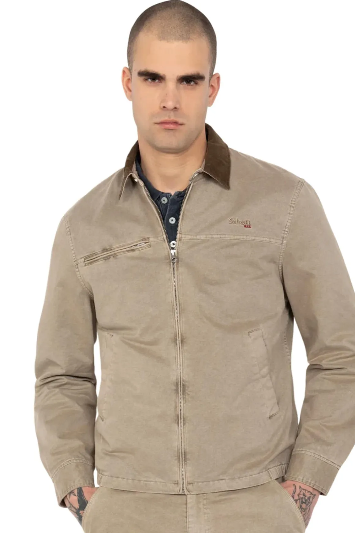 Blouson Homme Schott Cadamswash Taupe
