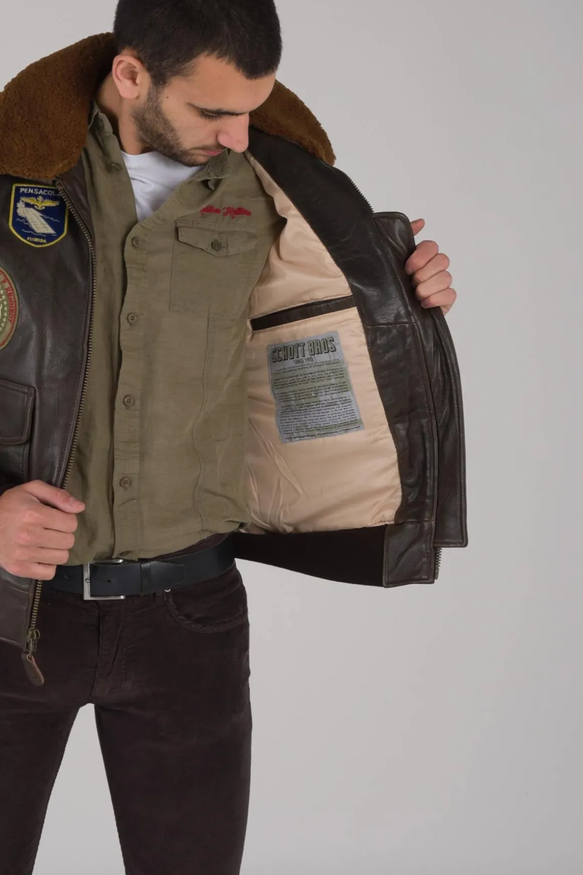 Blouson Homme Schott G1Tg Brown