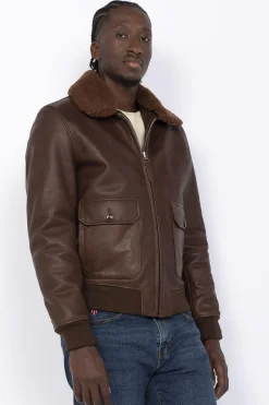 Blouson Homme Schott Lcaviation24 Brown