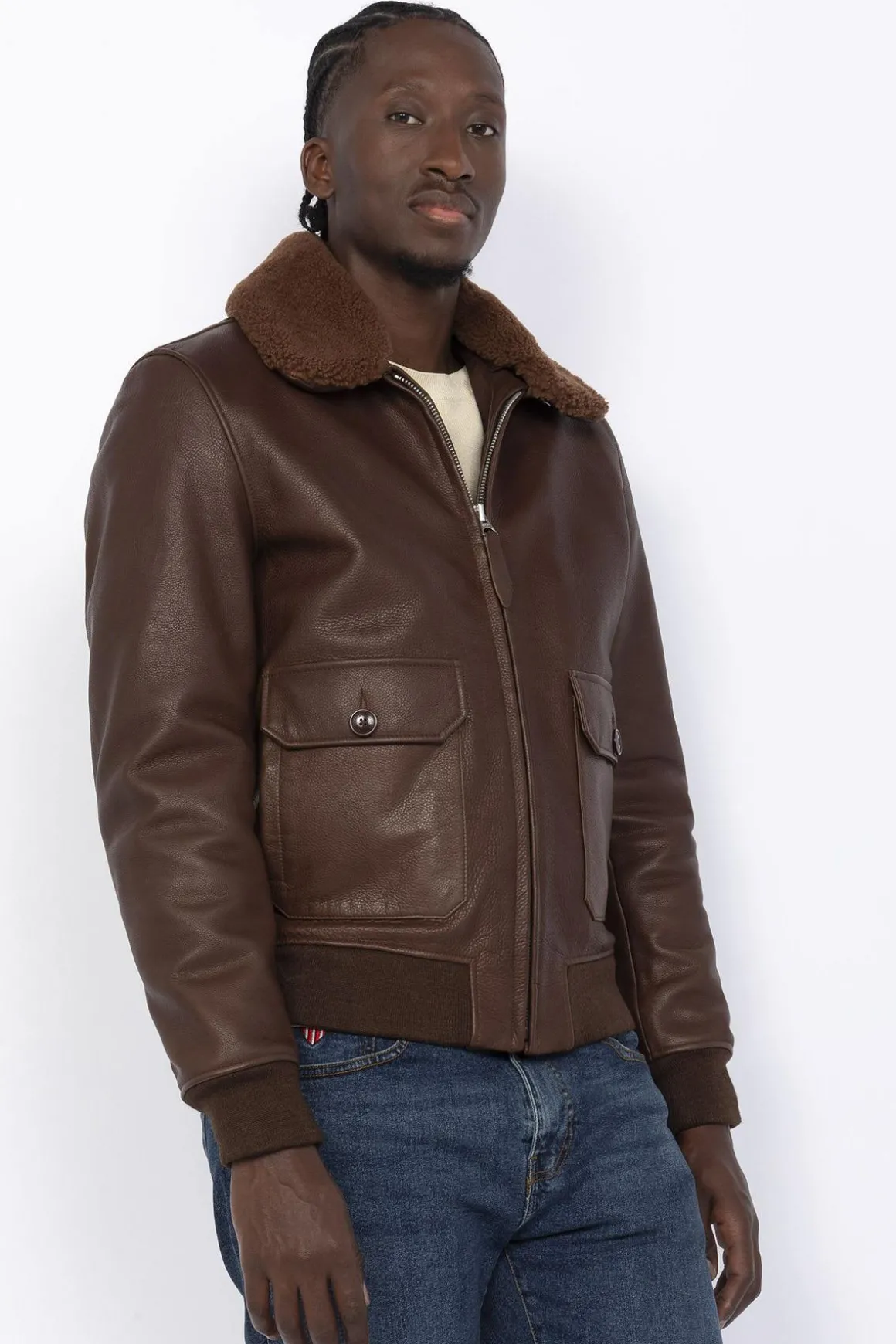Blouson Homme Schott Lcaviation24 Brown