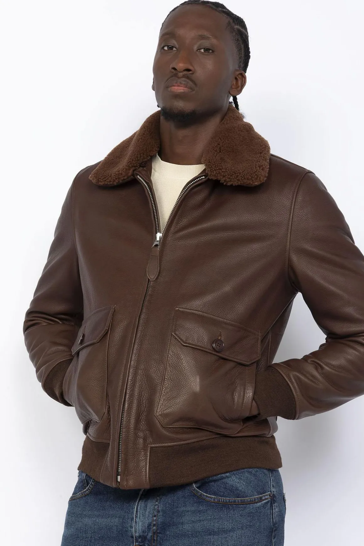 Blouson Homme Schott Lcaviation24 Brown