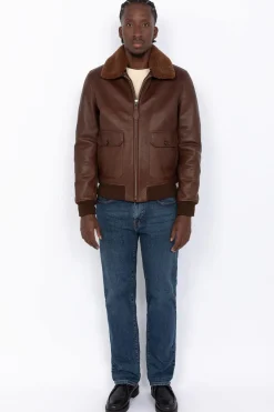 Blouson Homme Schott Lcaviation24 Brown