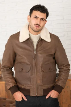 Blouson Homme Schott Lcaviators25 Ant.brown