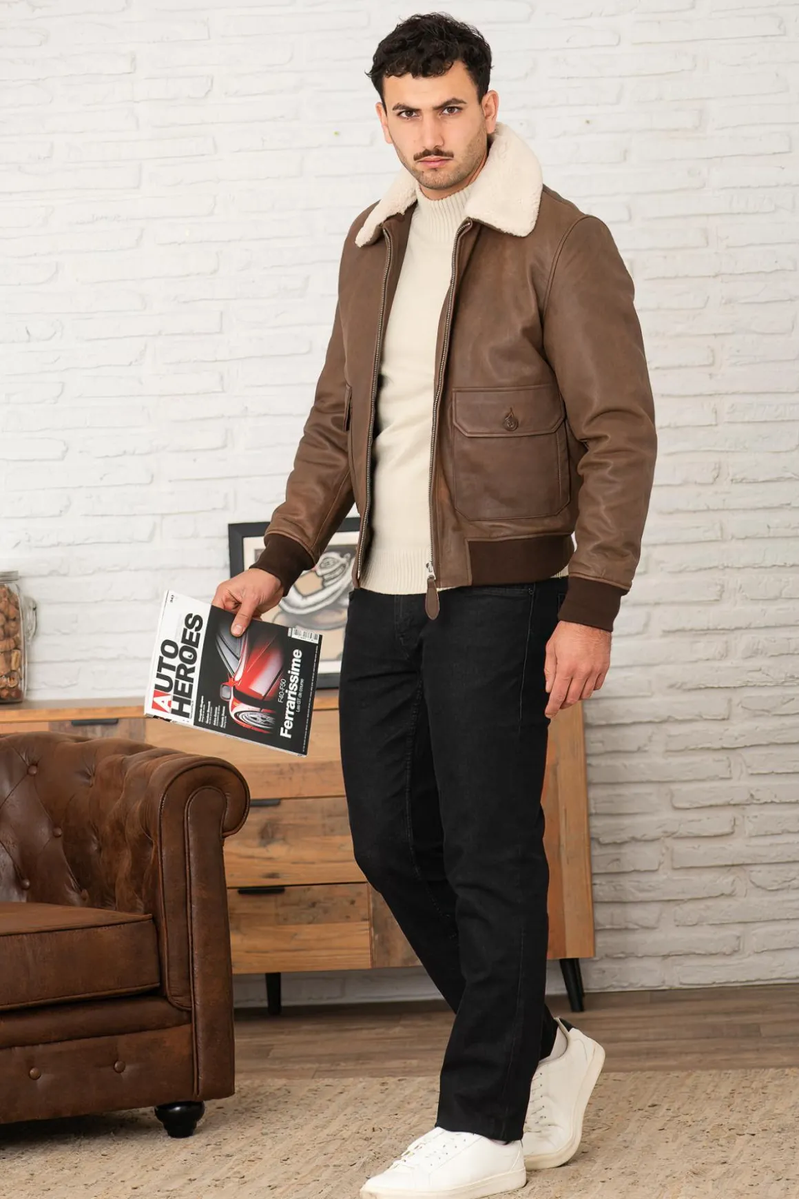 Blouson Homme Schott Lcaviators25 Ant.brown