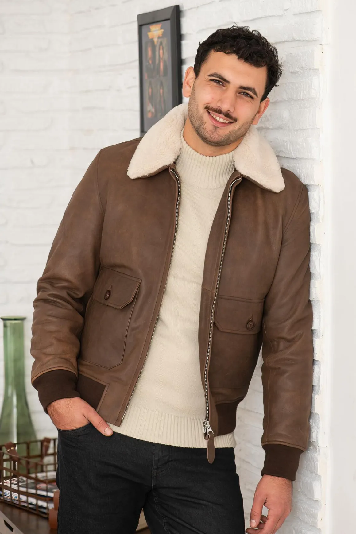 Blouson Homme Schott Lcaviators25 Ant.brown