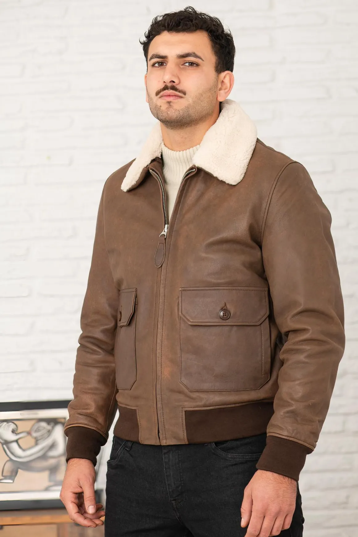 Blouson Homme Schott Lcaviators25 Ant.brown