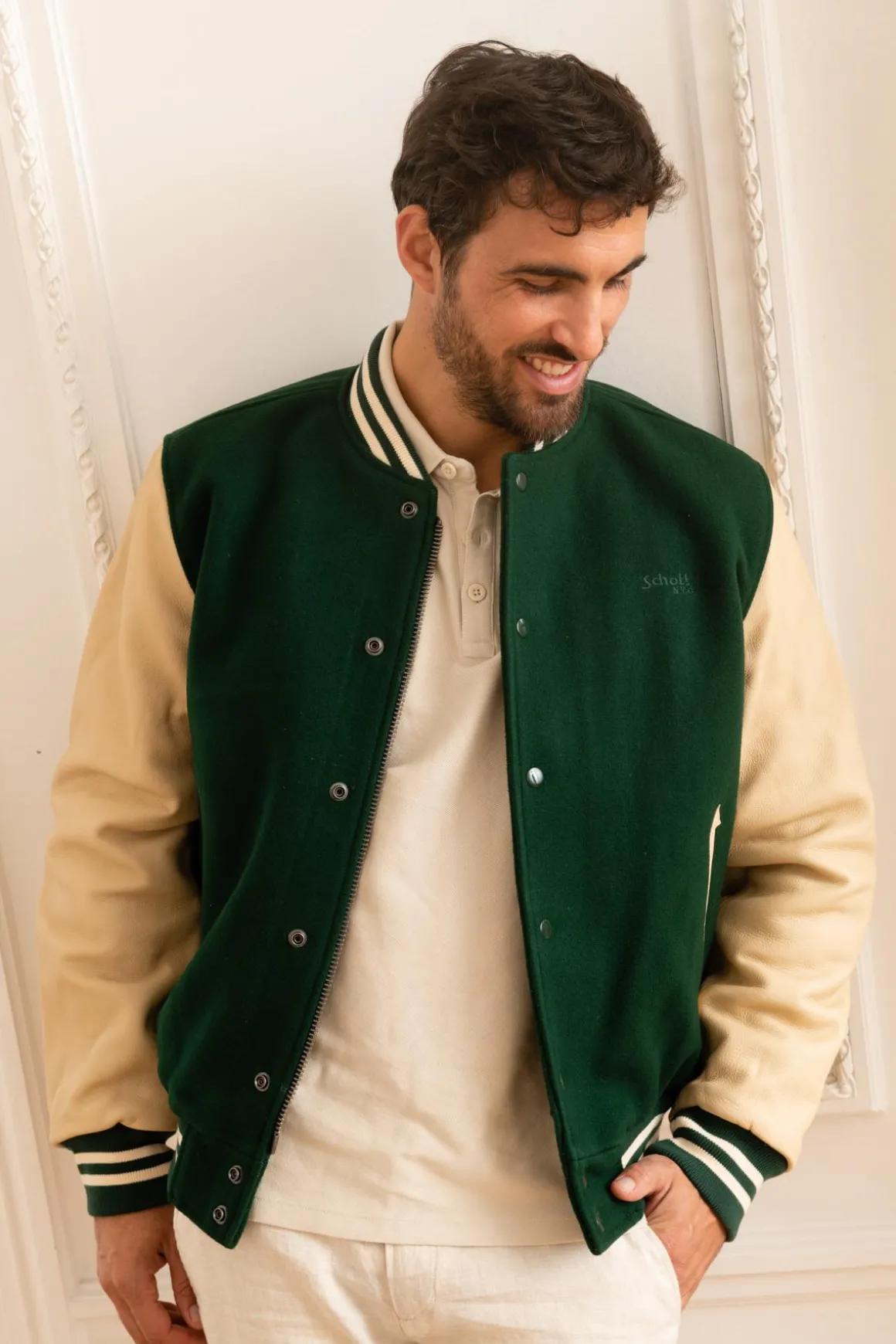 Blouson Homme Schott Lc8705 Green/Beige