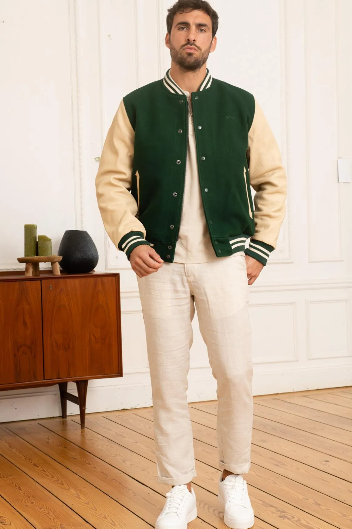 Blouson Homme Schott Lc8705 Green/Beige