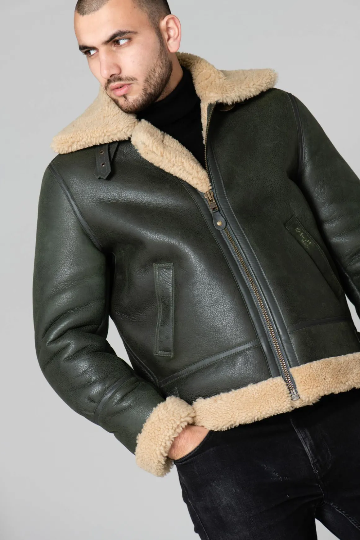 Blouson Homme Schott Lc1259 Kaki/Beige