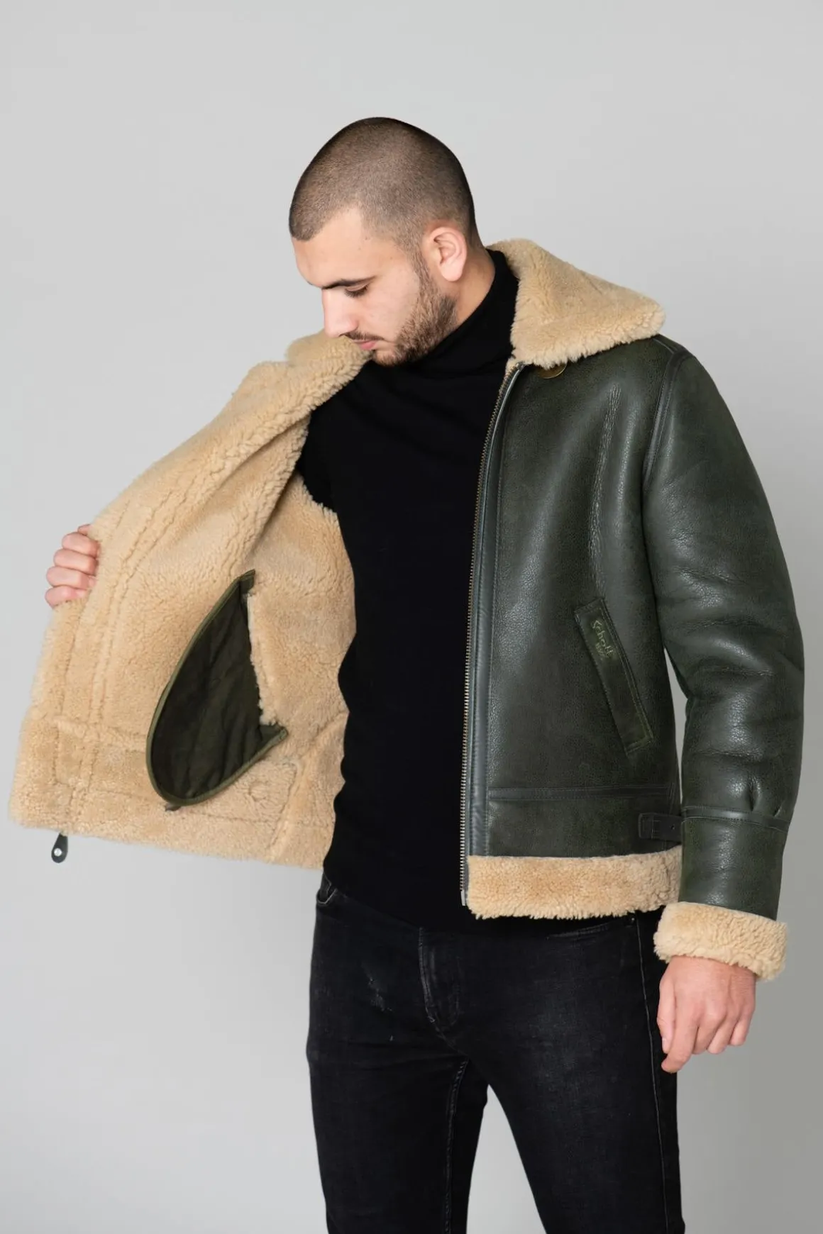 Blouson Homme Schott Lc1259 Kaki/Beige