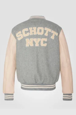 Blouson Homme Schott Lc8705 Light Grey / Beige