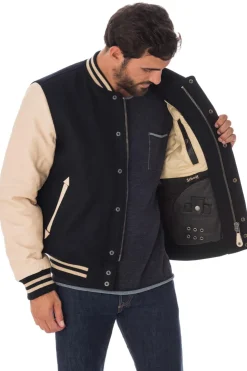 Blouson Homme Schott Lc8705 Marine/Beige