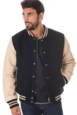 Blouson Homme Schott Lc8705 Marine/Beige