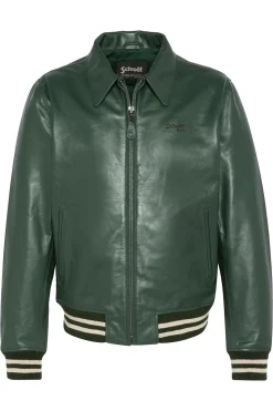 Blouson Homme Schott Lc5100 Stripe Green / Off White