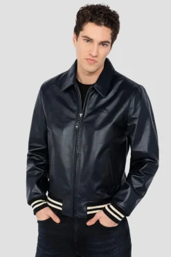 Blouson Homme Schott Lc5100 Stripe Navy/Offwhite