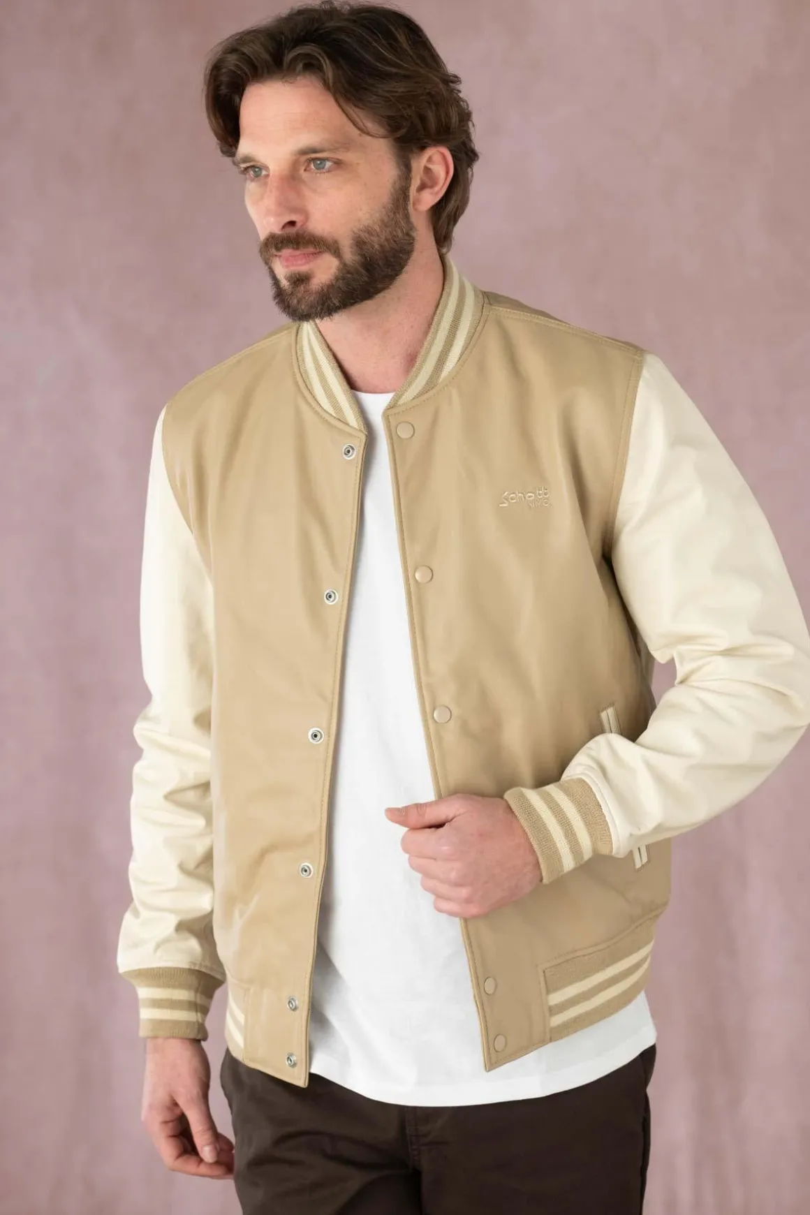 Blouson Homme Schott Lcteddys23Bi Beige/Off