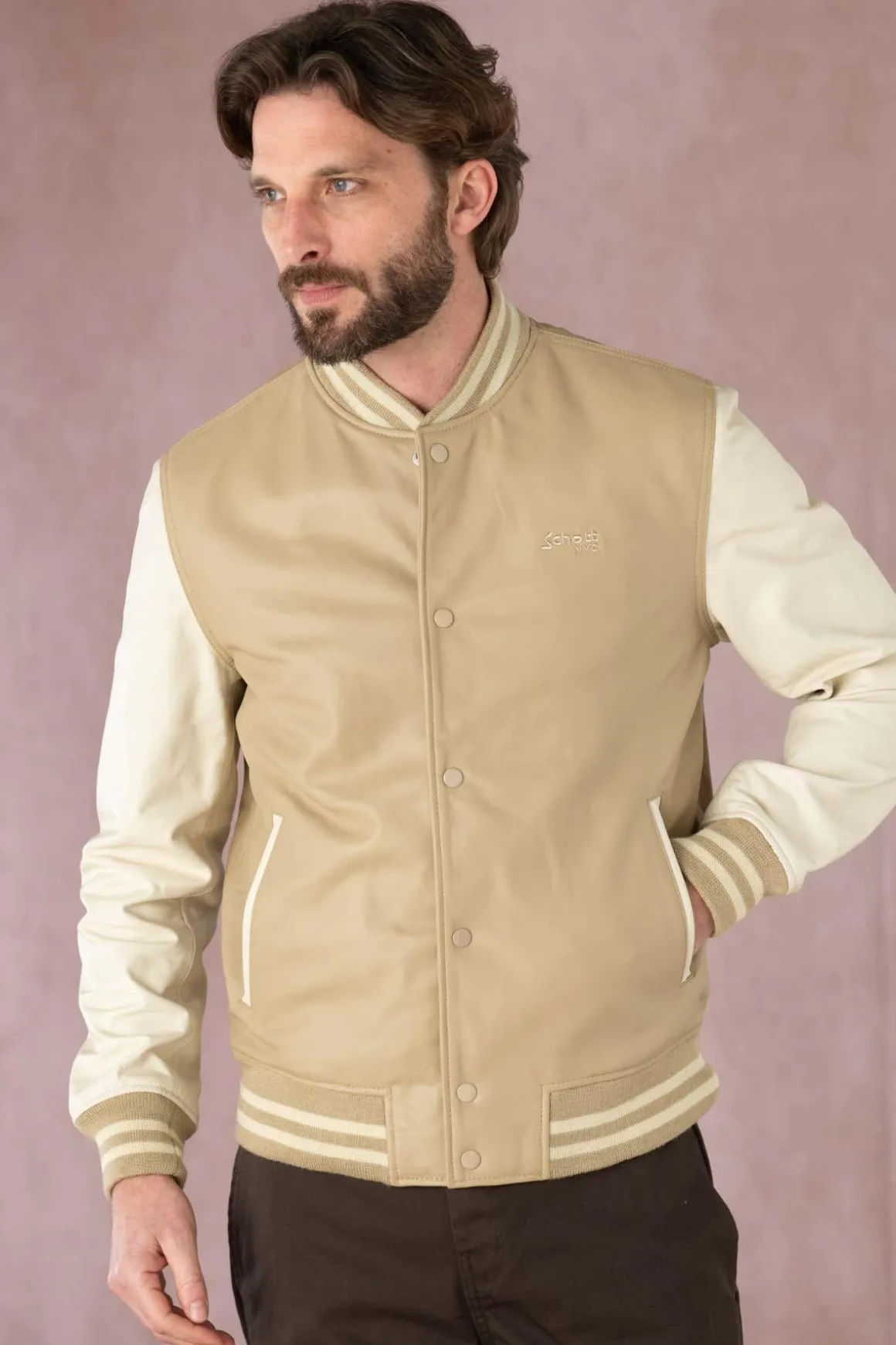 Blouson Homme Schott Lcteddys23Bi Beige/Off