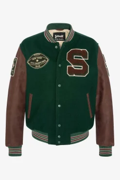 Blouson Homme Schott Lcteddybd2 Green/Cordovan