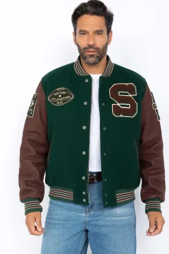 Blouson Homme Schott Lcteddybd2 Green/Cordovan