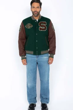 Blouson Homme Schott Lcteddybd2 Green/Cordovan