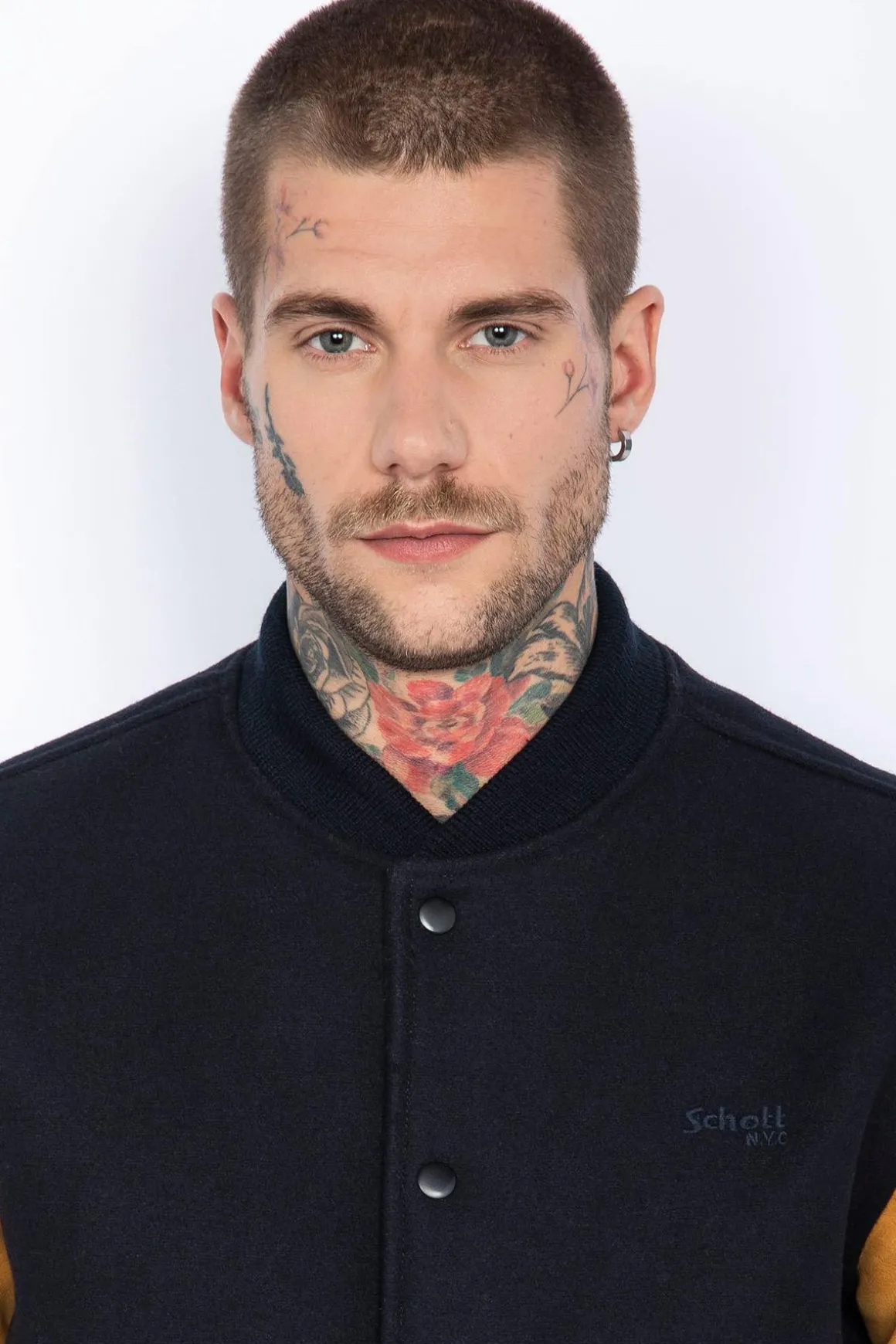 Blouson Homme Schott Lcusa Navy/Cognac