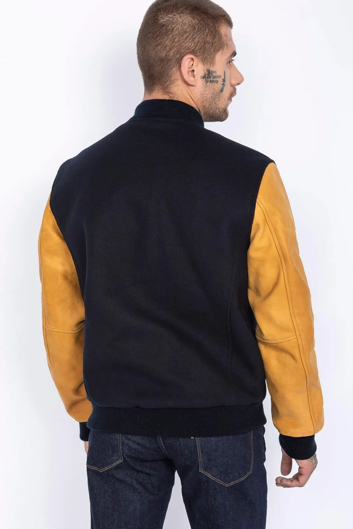 Blouson Homme Schott Lcusa Navy/Cognac